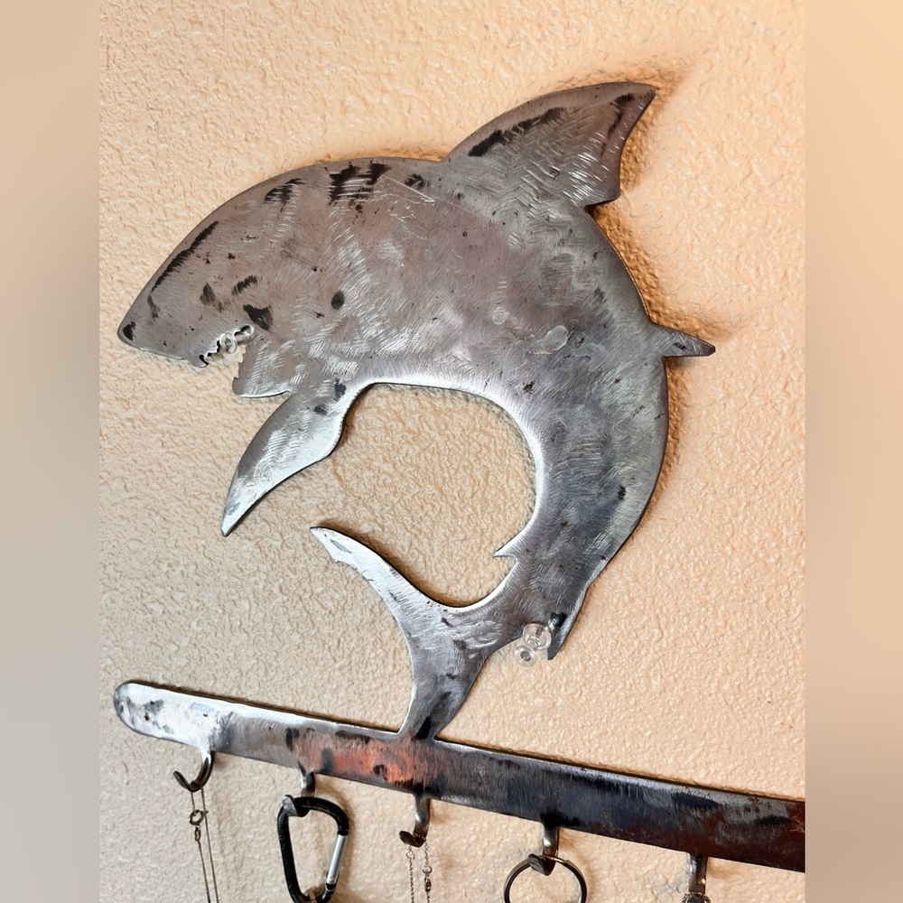 HANDMADE steel key/necklace hooks _steel shark